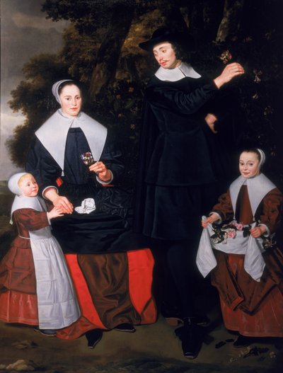 A Gentleman with his Wife and Two Children by Hendrick ten Oever